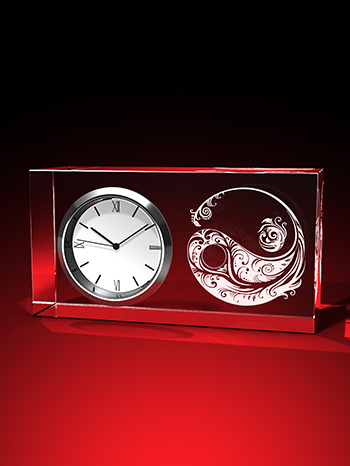 Yin-Yang - Ornament - Uhr, Glas eckig – GLASFOTO.COM